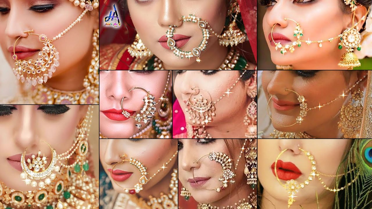 Indian Bridle Wedding Stones Nose Pin Nathini Nose Ring Pin Bridal Nath  Jewelry | eBay